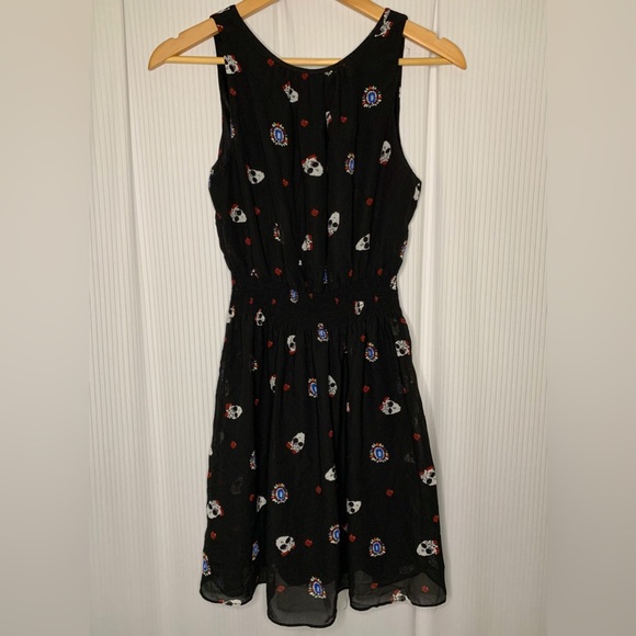 Seduction - Black Sleeveless Midi Dress With Skull Print And Open Back - XS - Picture 1 of 8